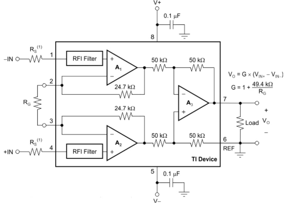 Schematic - Texas Instruments INA826S Instrumentation Amplifiers